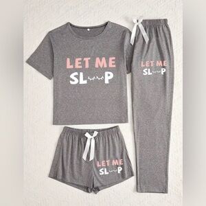 SOLD‼️NWOT Gray Pajama Set with 'Let Me Sleep' Print